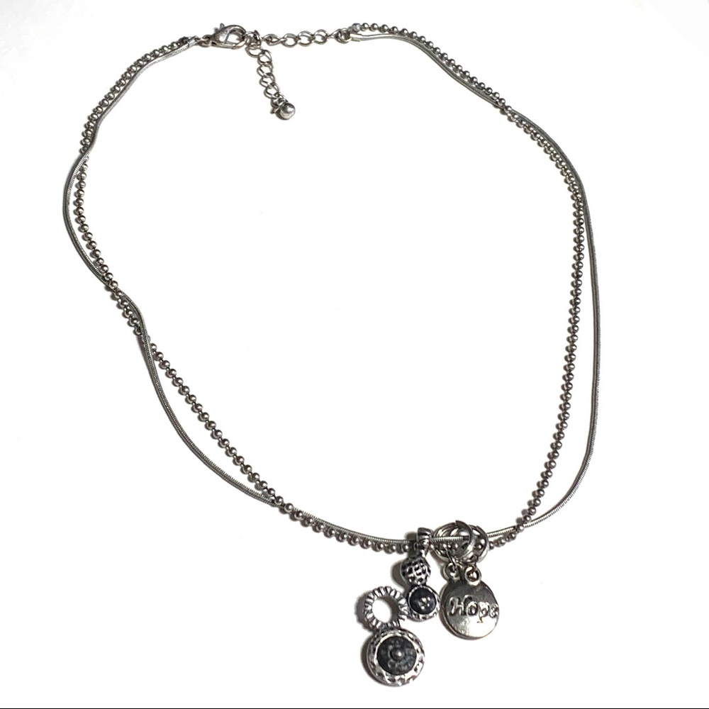 Global & Vine Hope Love Ball & Snake Chains Pendant Necklace Silver Tone